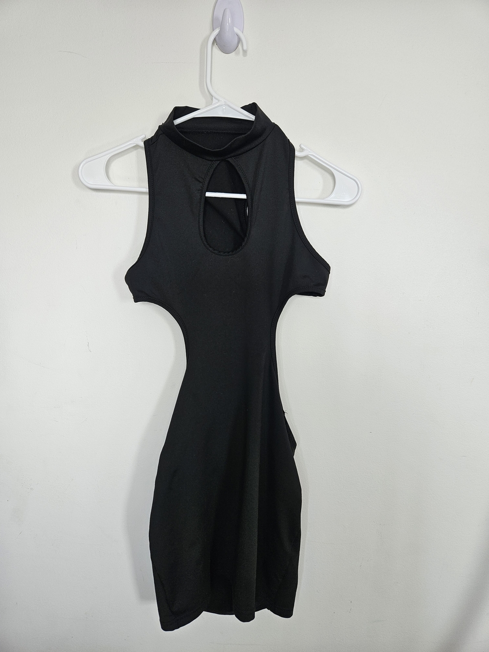 SHEIN Black Cut Out Mini Dress Keyhole Halter Neck Bodycon Size XS 2